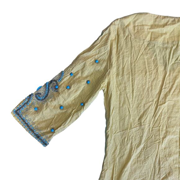 Boston Proper Women's Lightweight Turquoise Baubles Tunic top Yellow Size Medium - Picture 7 of 14